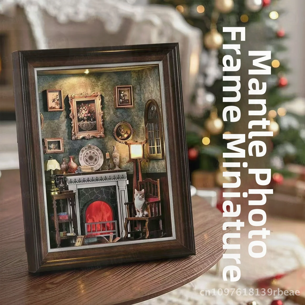 Cabina fai-da-te Modello in miniatura Casa Camino Cornice per foto Decorazione da parete 3D Puzzle fatto a mano Regalo creativo per la lavorazione del legno per adulti