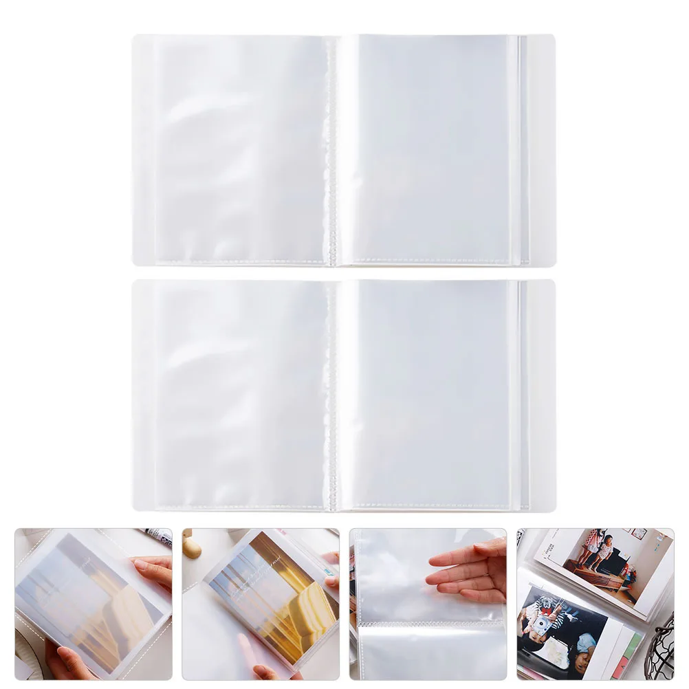 

2pcs A6 Photo Storage Album Plastic Clear Pockets For Id Credit Cards Gift Cards Waterproof Acid-Free Refills Large