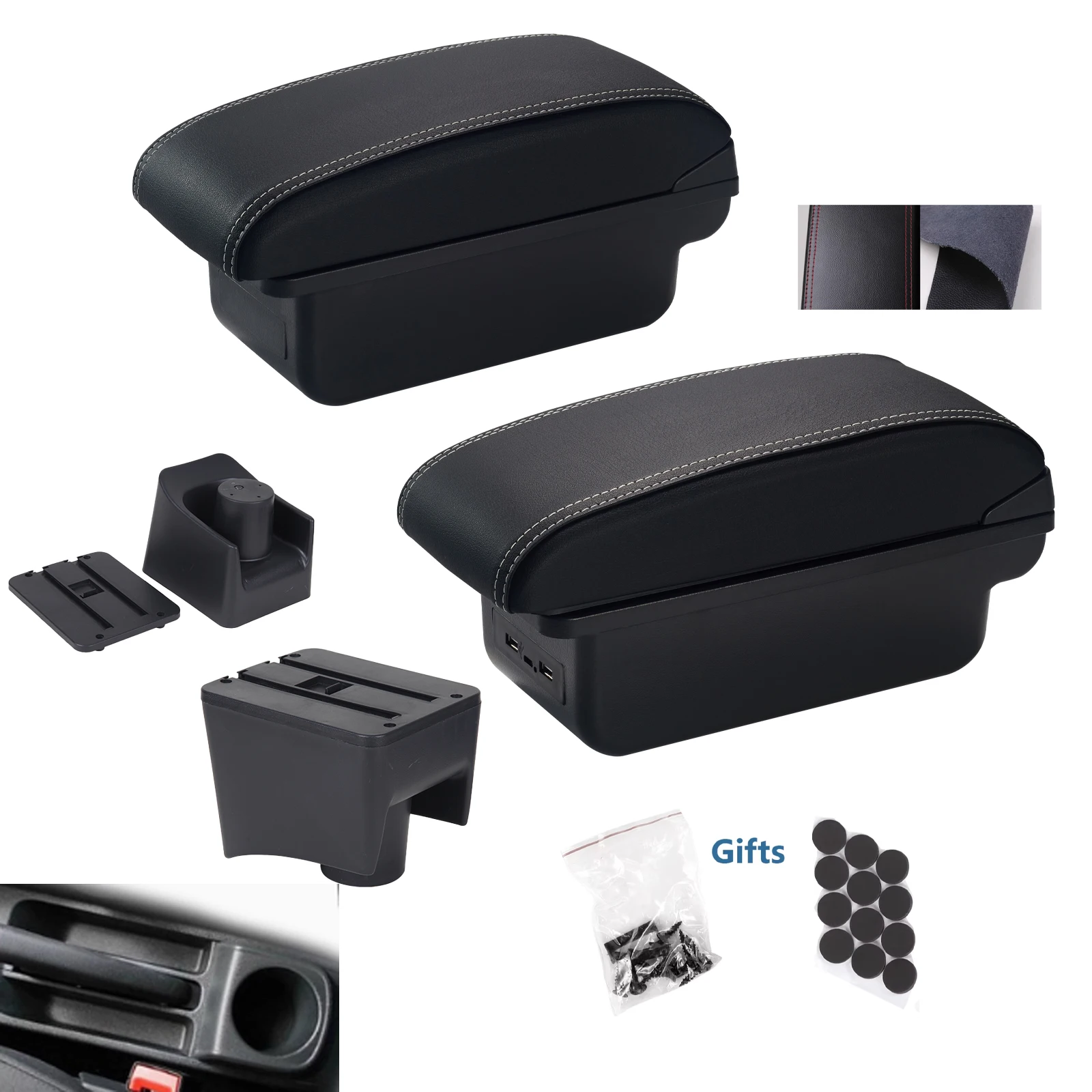VW POLO Mk5 6R Vento Auto-Armlehnenbox 2010-2018 Neue Aufbewahrungsbox Nachrüstung Innenausstattung Zubehör für Volkswagen POLO – Detail 3