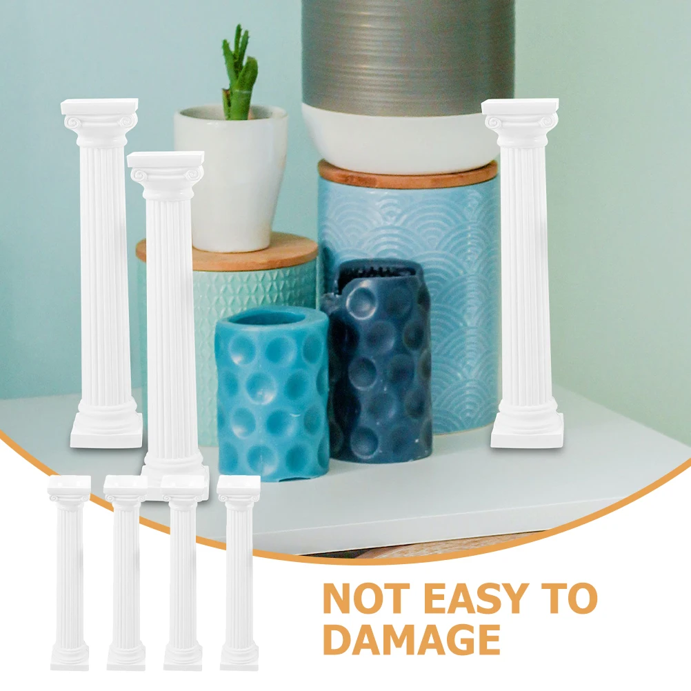 

4Pcs White Inch Square Roman Columns Decorative Pillars for Mini House Landscaping Roman Pillar DIY Garden Outdoor Statue