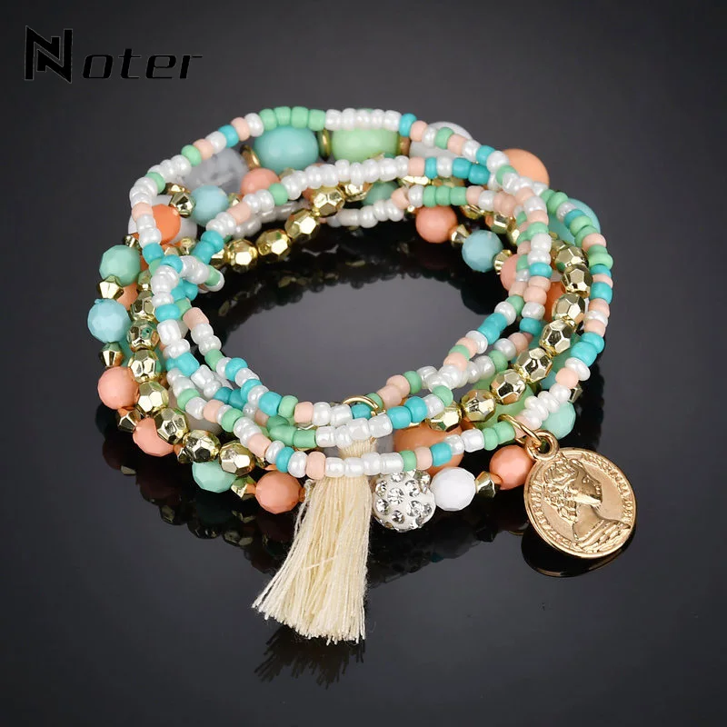 Bohemian 6Pcs Per Set Stackable Bracelets Seed Beads Strand Braslet Casual Vacation Jewelry Accessory Gift For Her Joias