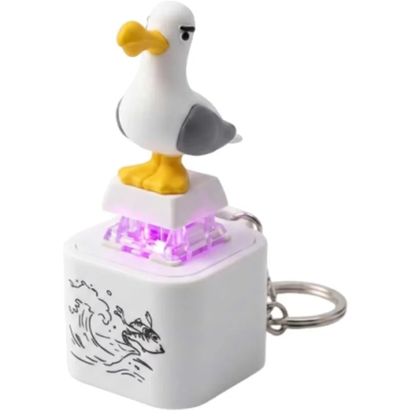 Seagull Mine Keychain,Button with Sound Rechargeable Keyboard Clicker Fidget Toys Stress Relief Noise Maker Animal Keycaps