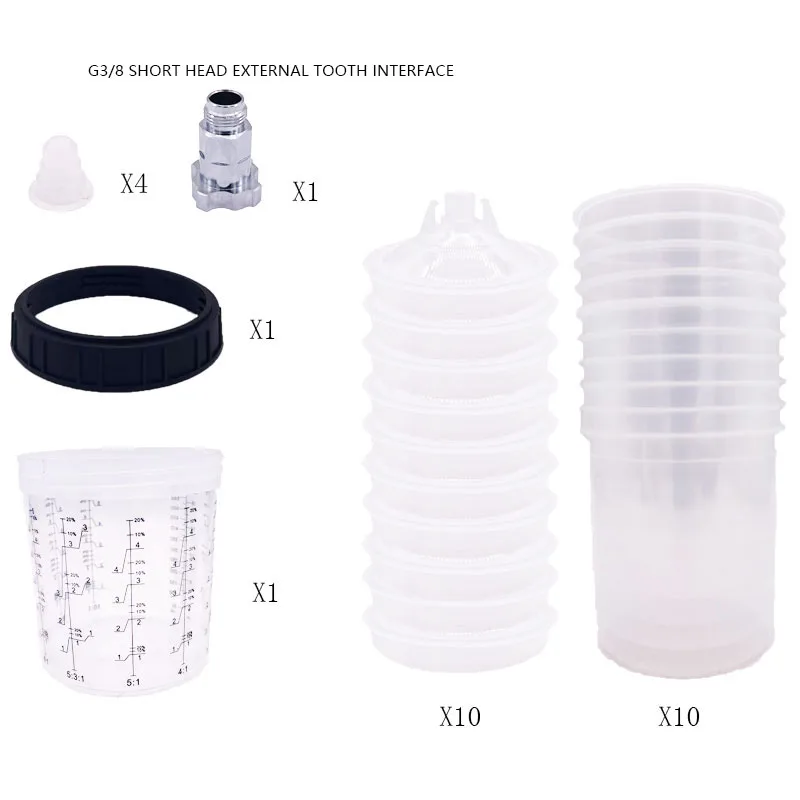 SUTU 3M Disposable Paint Cup 10Pcs 600CC Disposable Paint Cup+Interface Mixing Cups Pot with Inner Cup with Lids