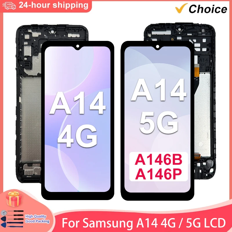 6,6 Zoll AAA+ IPS Display mit Touchscreen-Digitizer für Samsung Galaxy A14 4G 5G A14 LTE A145F A145M A145P A145R A146B A146P 5G LCD