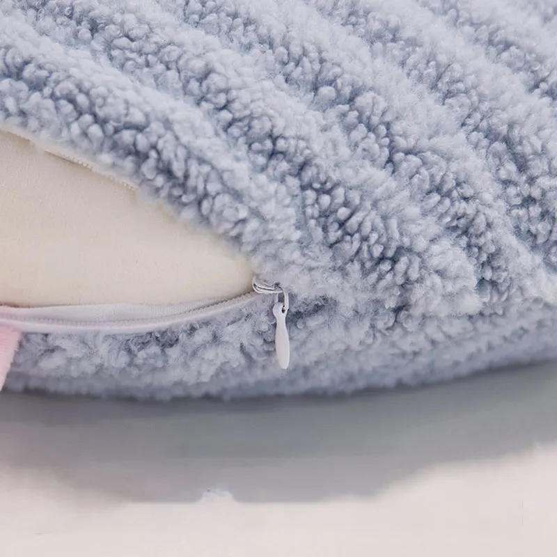 Memory Foam Cute Funny Neck Pillow with Warm Lamb Fleece for Kids Adults U-Shaped Travel Pillow for Airplanes Train Long Flights