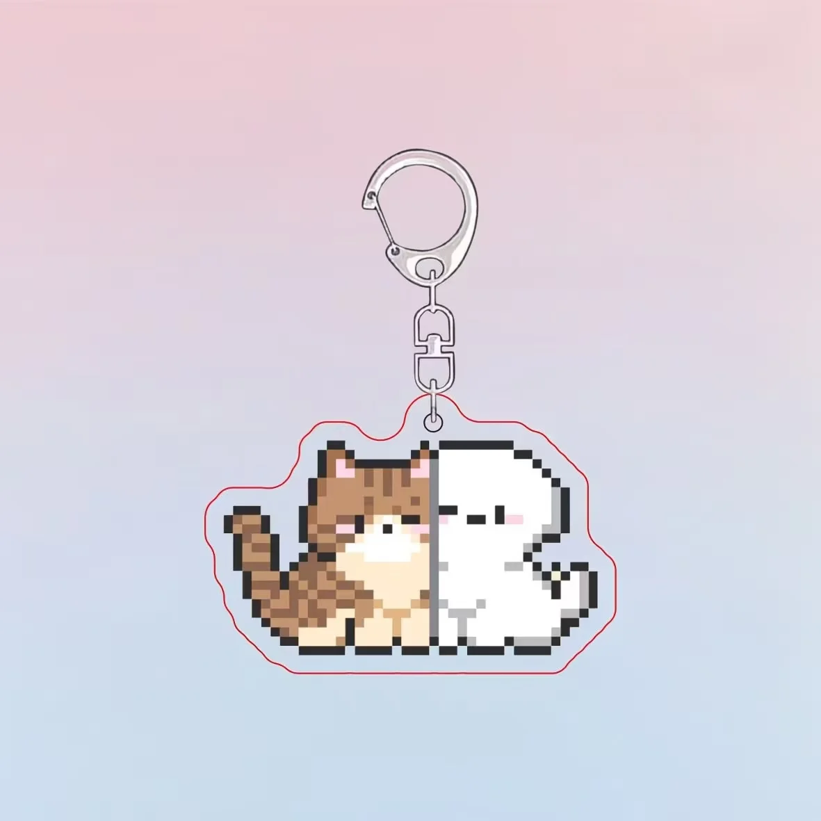 Cute Kitten Tie Tie Couple Acrylic Keychain Bag Hanging Ornaments Cartoon Pixel Jewelry Accessories Hot Decoration Birthday Gift