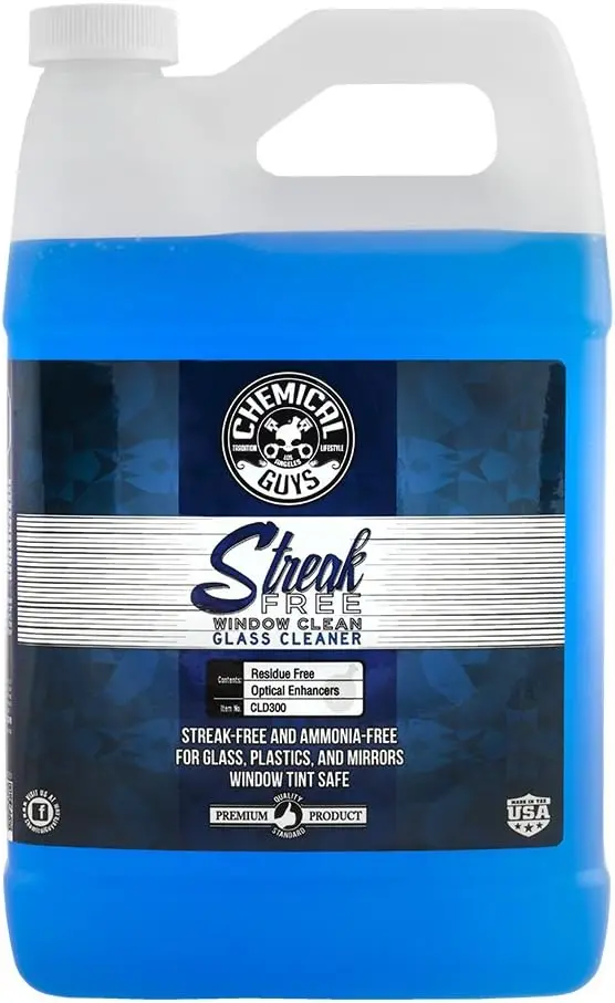 Limpiador de vidrio sin rayas: sin amoníaco, seguro para ventanas teñidas, funciona en automóviles, hogares y pantallas, 128 fl oz