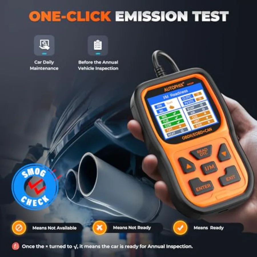 الماسح الضوئي OM126P+ Obd2 لتشخيص السيارات، قراءة وواضحة رموز خطأ المحرك، مراقبة البيانات الحية، تحضير اختبار الضباب الدخاني Com
