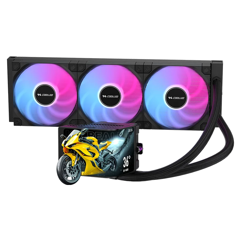 Hot Selling ICE REALM VISION 360 BK ARGB Curved Screen Water CPU Cooler Liquid Cooling  LGA115X/1200/1700/1851 Computer Gaming