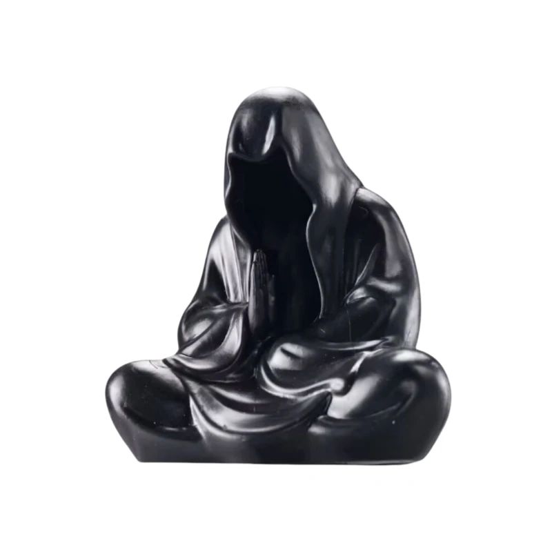 10cm Mysterious Black Clothed Man With No Face Buddha Darkness Sit In Meditation PVC Model Action Figure Statue Dark Anime Model