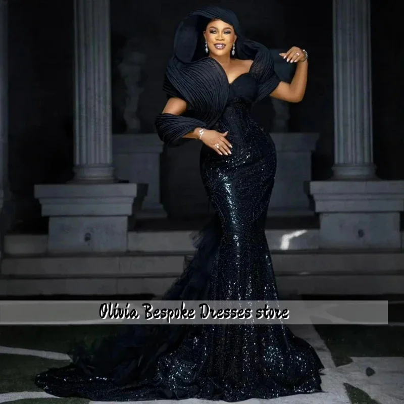 

Long with Detachable Tulle Train for Special Occasions Mermaid Beaded Lace Formal Dresses Evening Gown for Black Women Ni