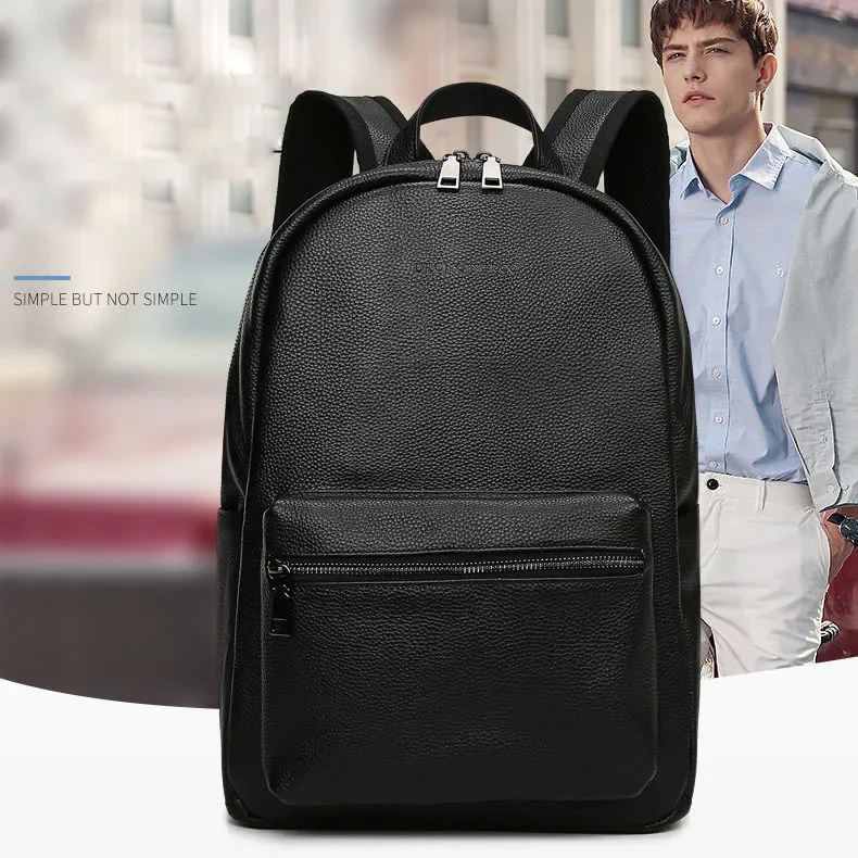 2024 New Brand Genuine Leather Men Backpacks Fashion Real Natural Leather Student Backpack Boy Luxury Business Laptop School Bag