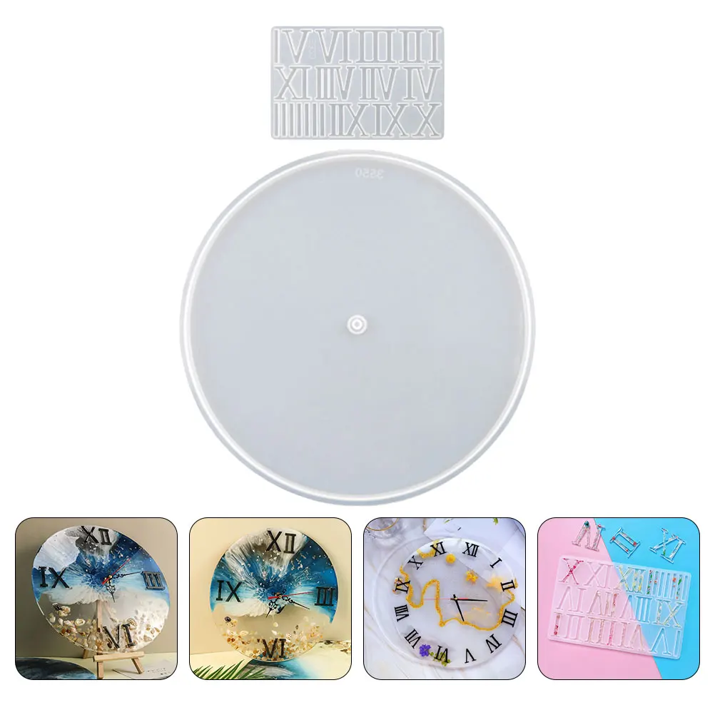 

Creative Round Resin Molds DIY Home Decor Roman Numeral Epoxy Silicone Casting Kit White Wall Dial Craft Accessories for Diy