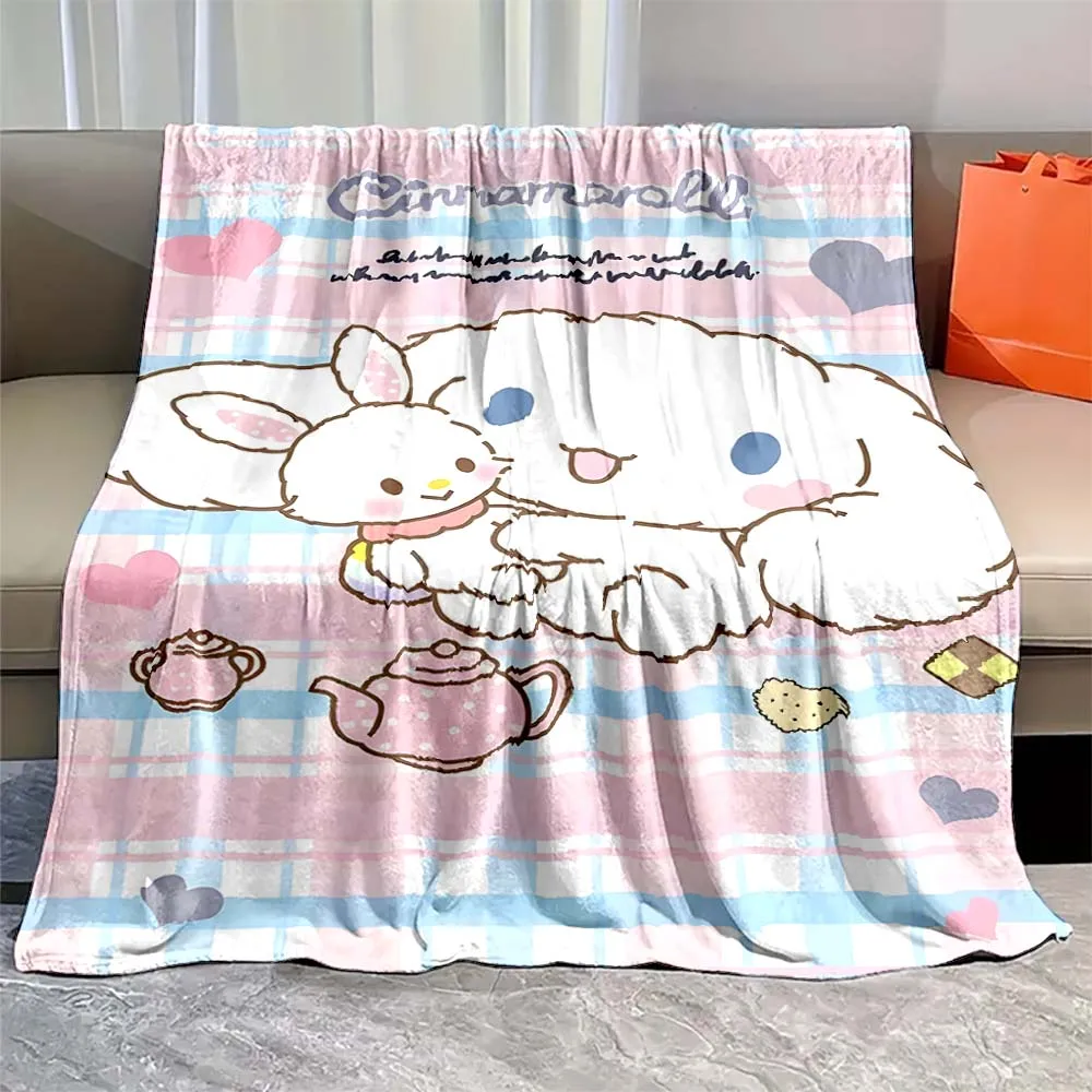 Cinna moroll sanrio niedlich hd gedruckt flanell decke. vier jahreszeiten decke. für sofa, betten, wohnzimmer, reise picknick decke geschenk