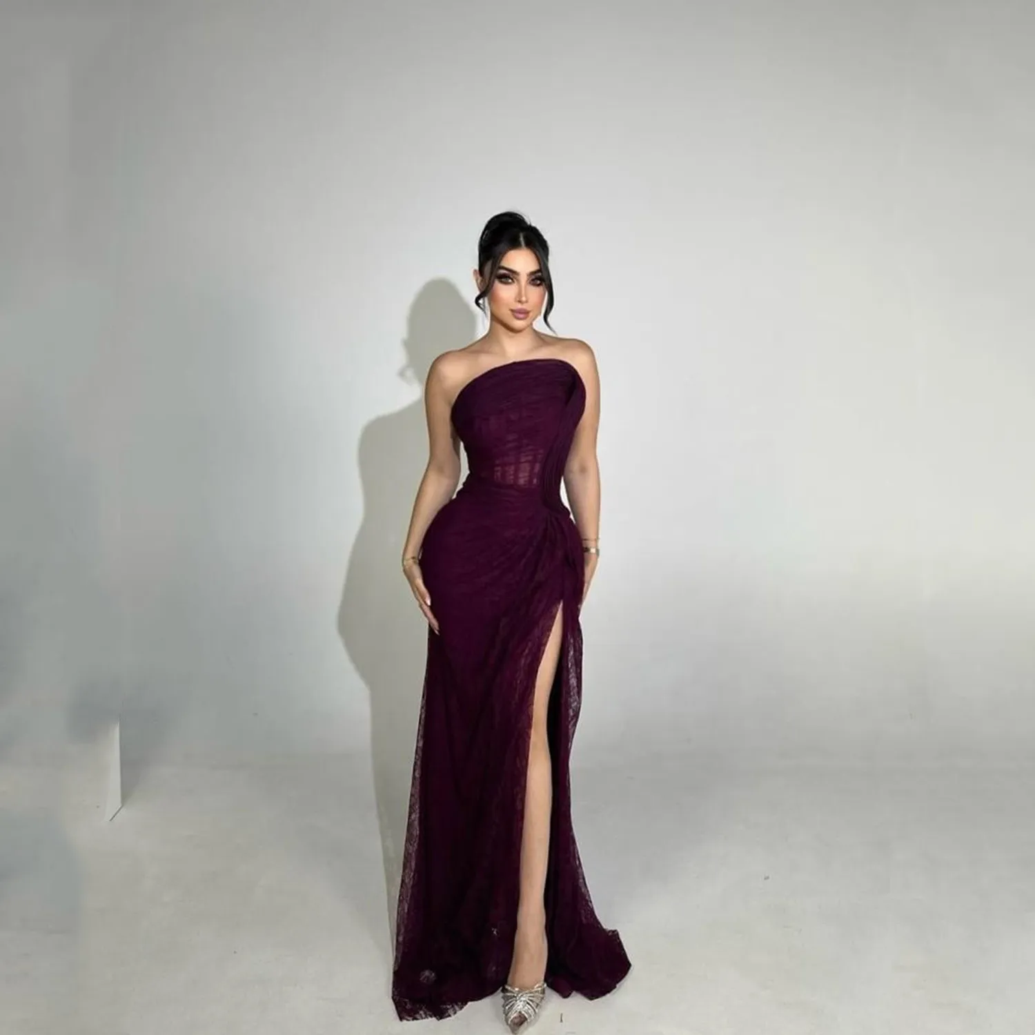 

Lorrtta Mermaid Luxurious Women's Evening Dresses for Special Occasions فساتين سهرة Prom Dress Purple Vestidos De Festa Lace