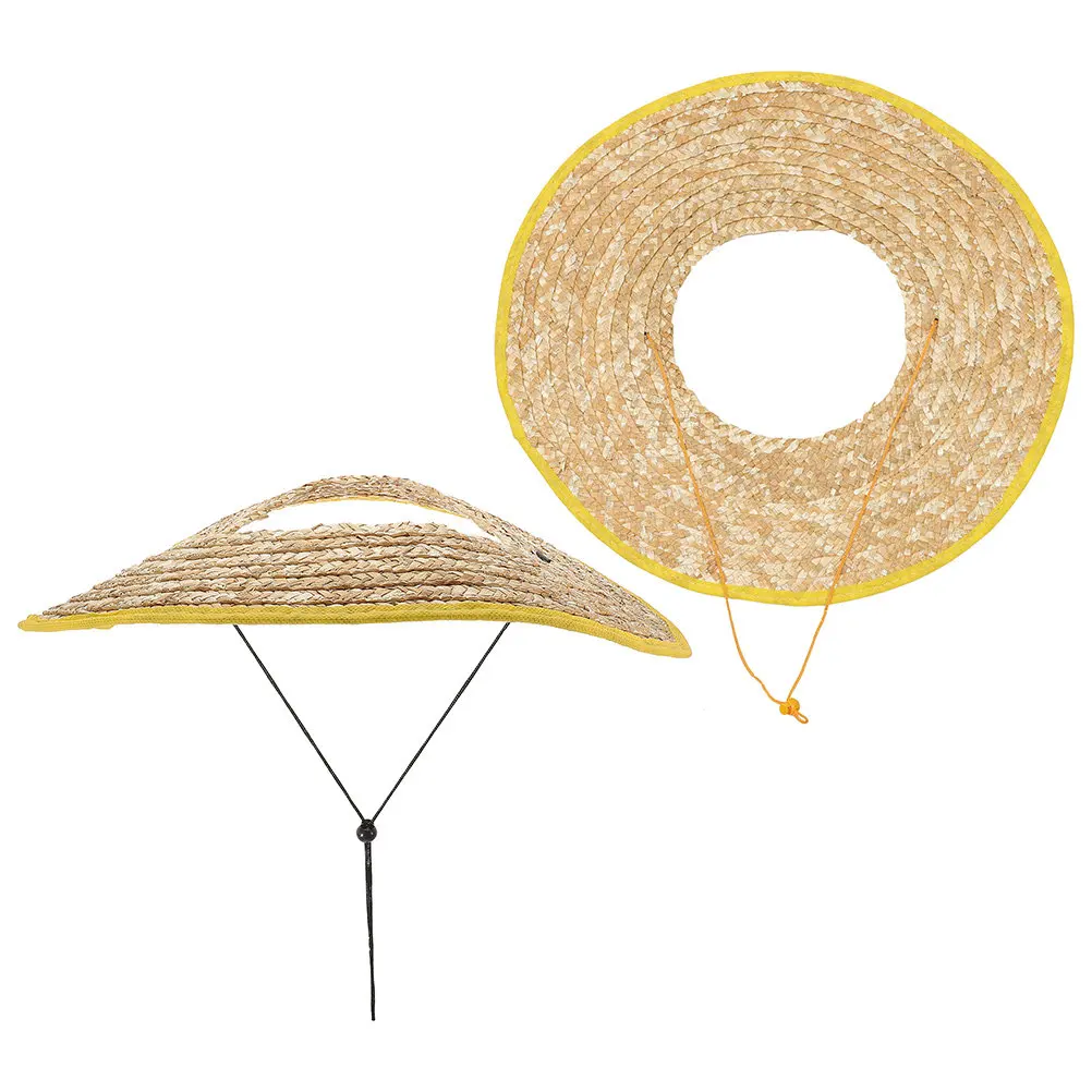 

2Pcs Hard Hat Sunshade Full Brim Visor Straw Material Easy Install Lightweight Comfortable for Building Site Outdoor Work Sun