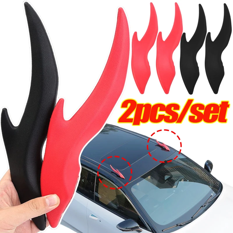 2pcs Portable Self-adhesive Silicone Ornament for Various Car Models Accessories 3D Car Dragon Horn Roof Decoration Stickers