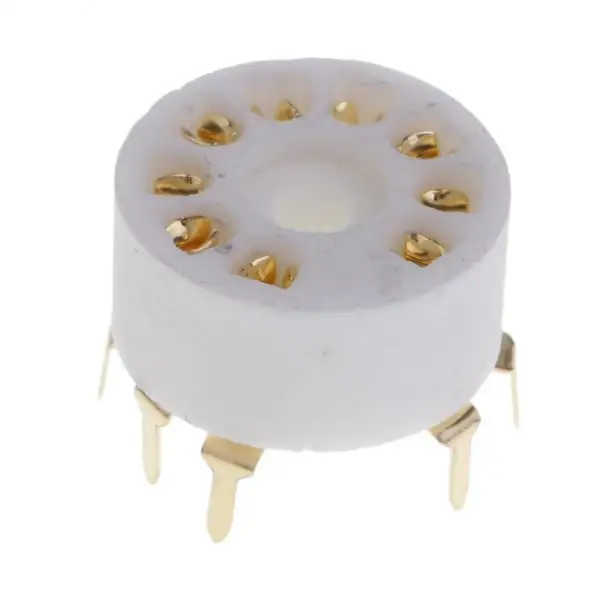 Gold Plated Ceramic Vacuum Tube Sockets 9 Pin Audio PCB Panel Socket for 12AX7 12AU7 12AT7