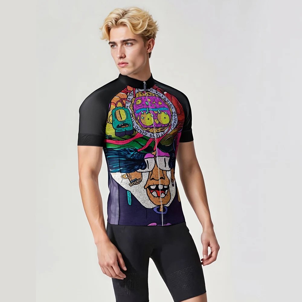 

Summer Short Sleeve Cycling Jersey Men Mountain Road BIke Clothing Breathable Quick-Drying Cycling Shirt 3 Pocket