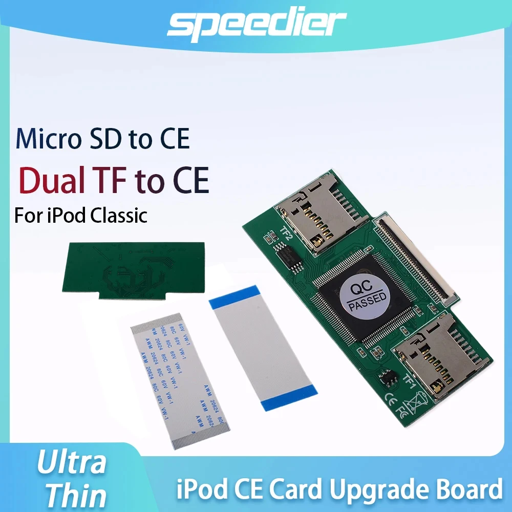 New Upgraded Ultra-thin Dual TF To CE Card Reader Dual Micro SD Expansion Board Memory Upgrade Module for IPod Classic Series