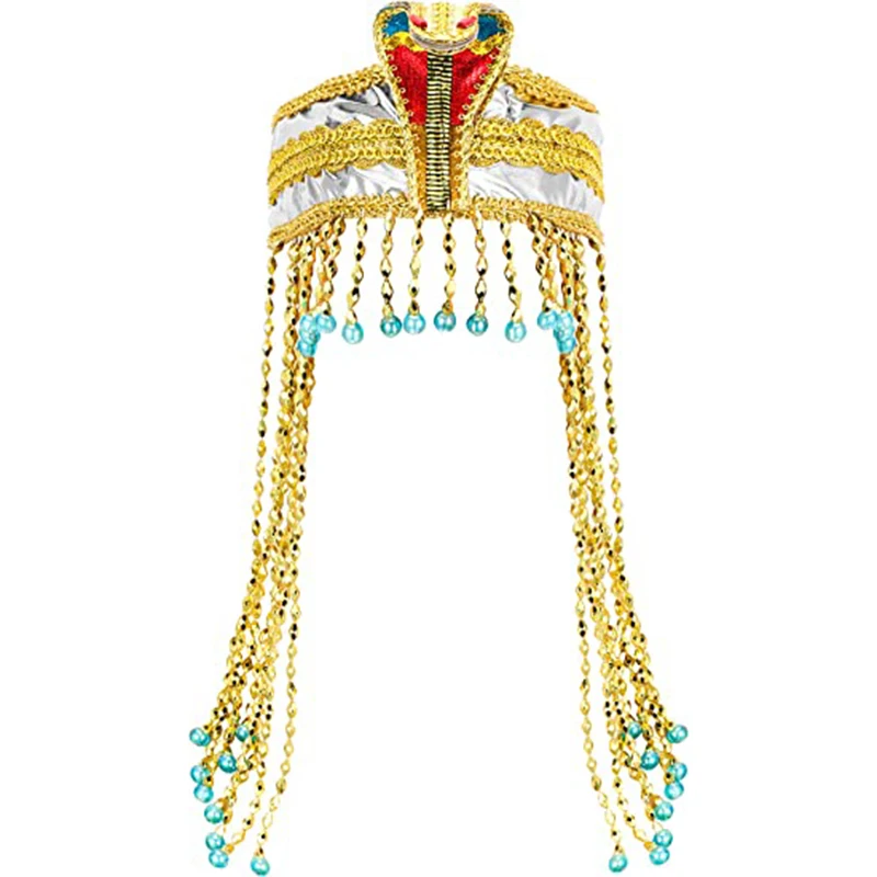 Women's Egyptian Headpiece Crown Snake Beaded Headband Women's Egyptian Costume Accessory Beaded Headdress