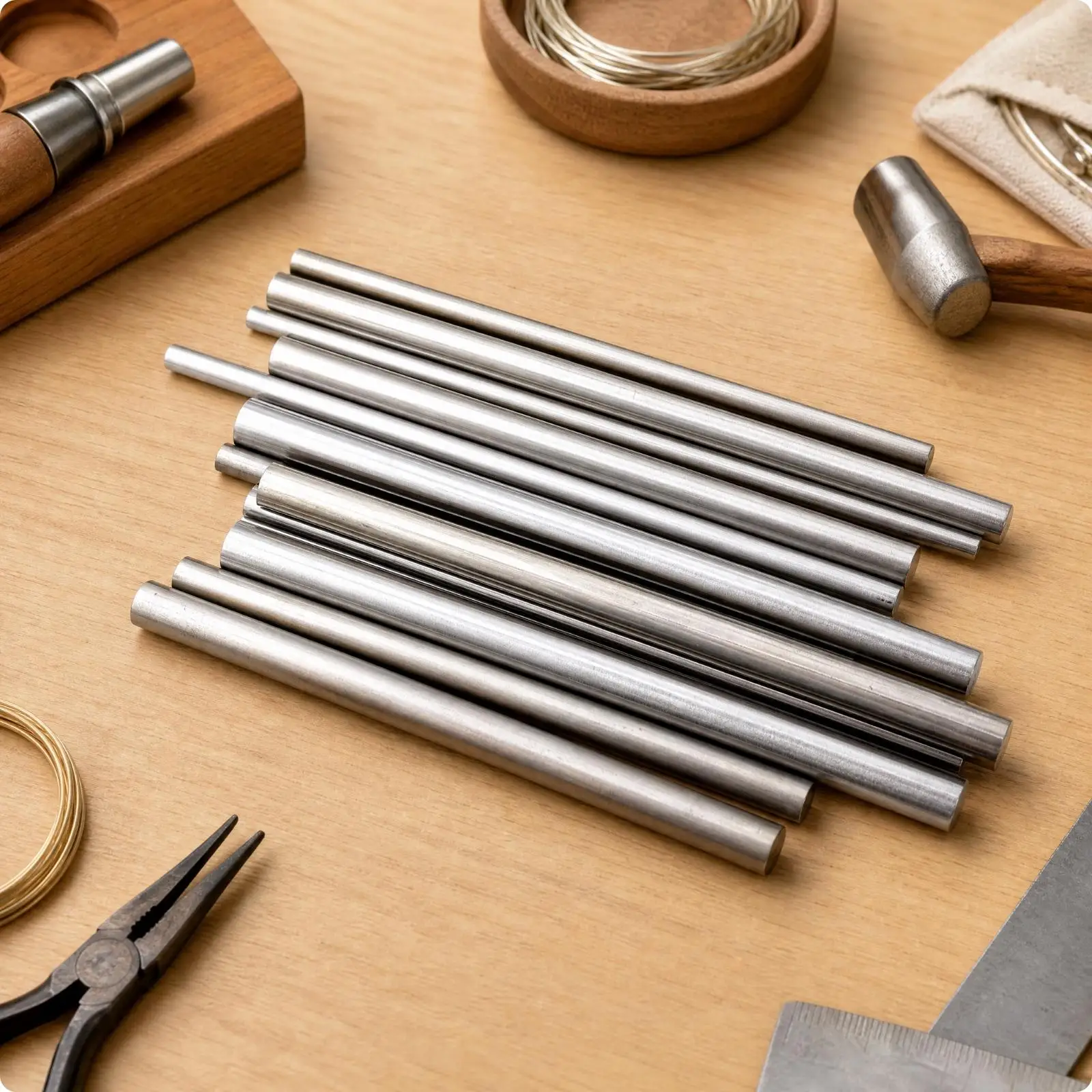 12 Pieces Stainless Steel Wire Wrapping Rod Smooth Stainless Steel Mandrel with Graduated Sizing Graduated Diameter Mandrel Set