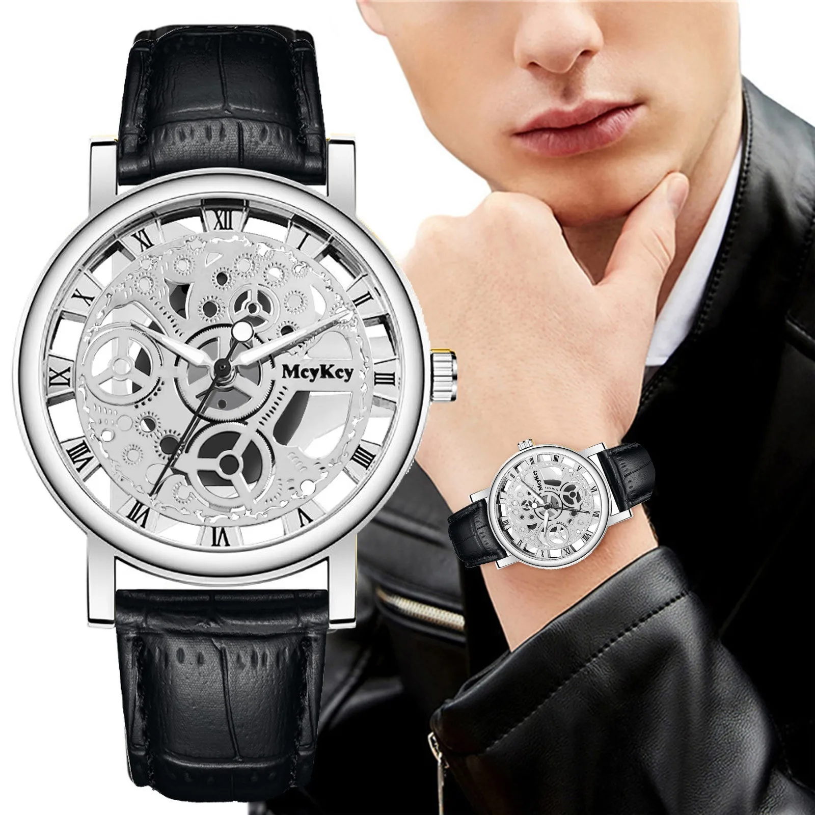 مشاهدة الجوارب رجال الأعمال الفاخرة موضة رجالي ساعة كوارتز الرجال أسفل الجوف تقليد ساعة ميكانيكية الرجال حزام ساعة Gwx-5600 #1