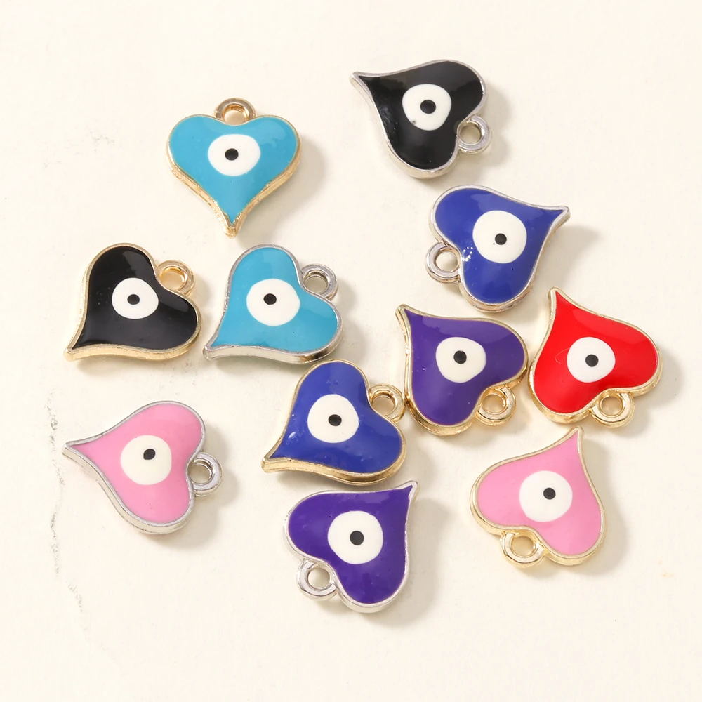 20 Stück Boho Evil Eye Herz-Anhänger, niedliche Herzanhänger für Halskette, Ohrringe, Armband, DIY handgefertigter Schmuck, Zubehör