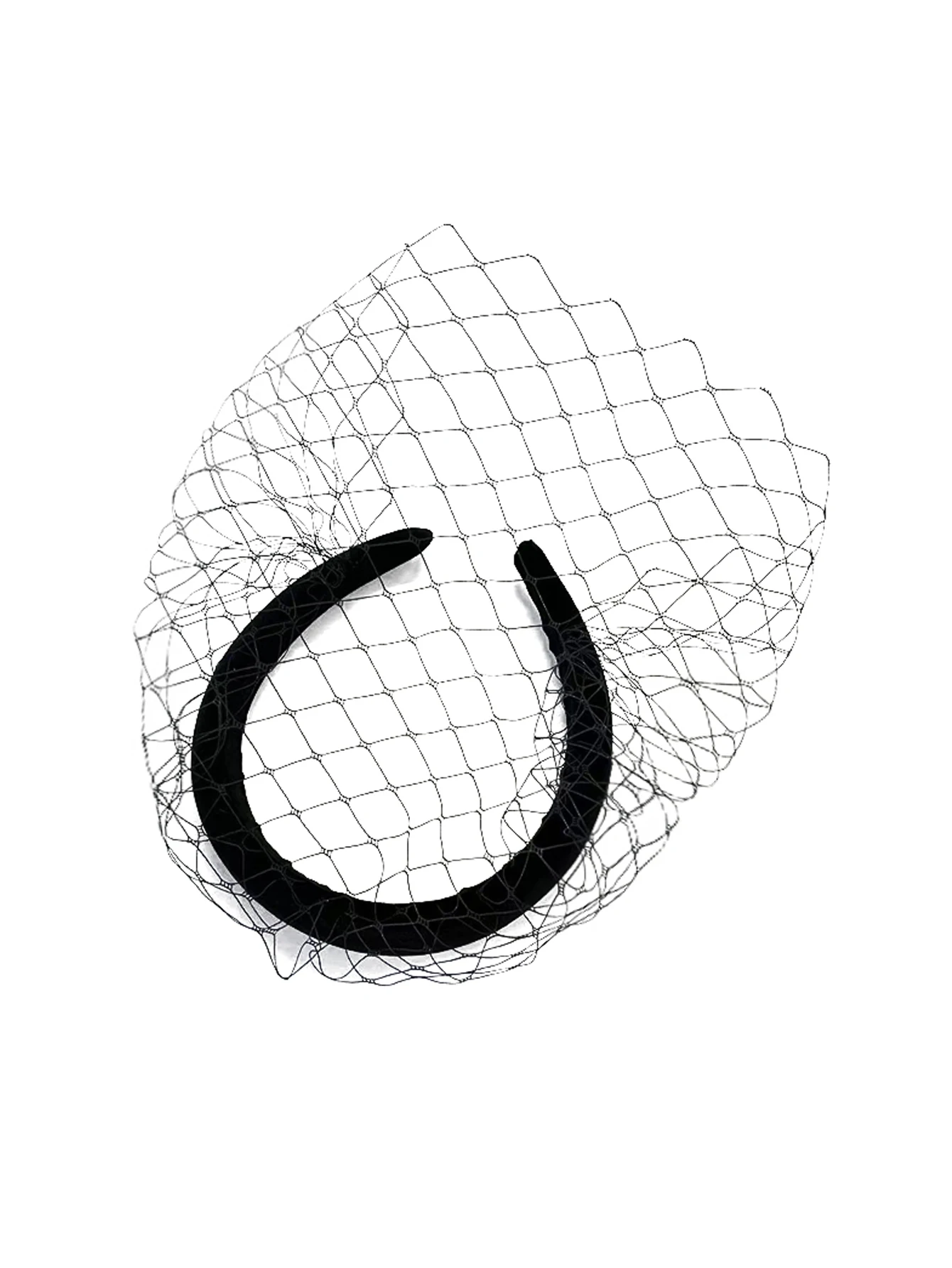 Black Headband Veil for Bridal Elegant Velvet Wide Headdress Veil Charming Birdcage Veil Wedding Hair Accessories Fascinators image 6