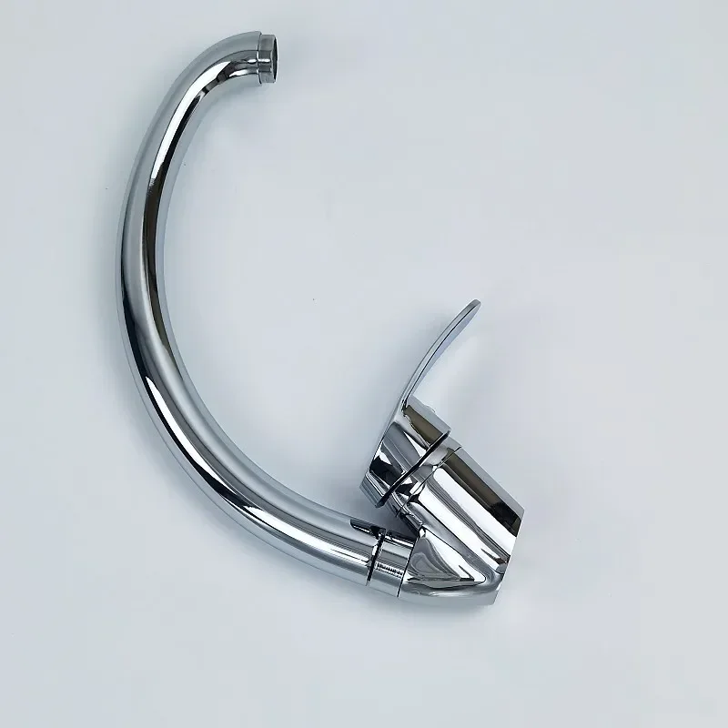 الكروم صنبور المطبخ المنزلية حوض المطبخ بالوعة صنبور حوض خلاط صنبور الماء الساخن والبارد مقبض واحد الحنفية سطح الخيالة مصقول #6