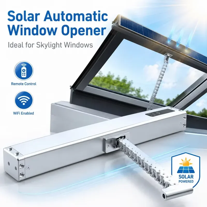 Smart WiFi Window Opener Automatic Skylight Actuator Solar Powered Chain Drive Synchronous Control Customizable for Roof