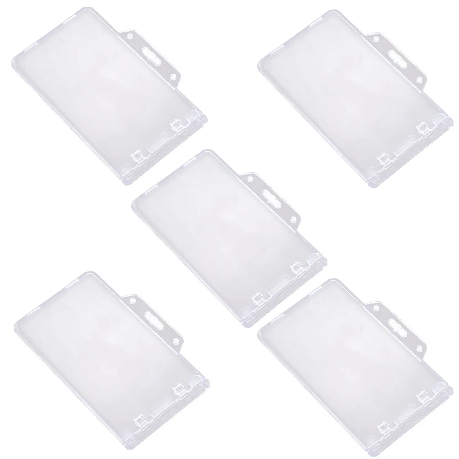

5Pcs Sturdy ABS Clear Card Sleeve Holder for Id Badge Name Tag Work Cards Credit Cards Horizontal Transparent Protector Office