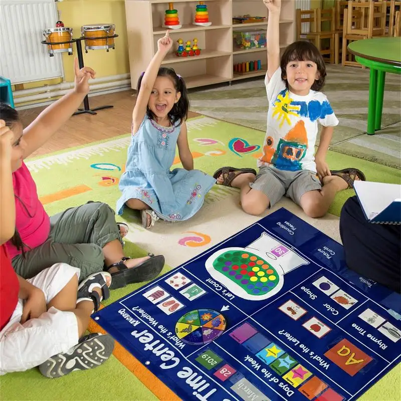 Circle Time Center Circle Learning Time Center Pocket Chart Calendar Heavy-Duty Kids Calendar For Letter Counting Rhyme Color