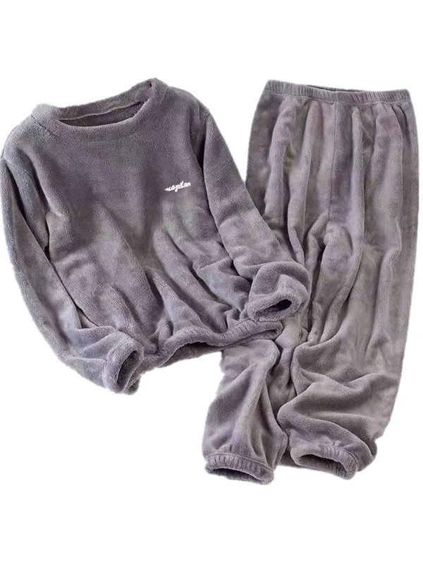 Thiened Fce automne hiver femmes pyjamas vêtements d'extérieur grande taille flanelle chaud corail velours maison vêtements ensemble pantalons décontractés