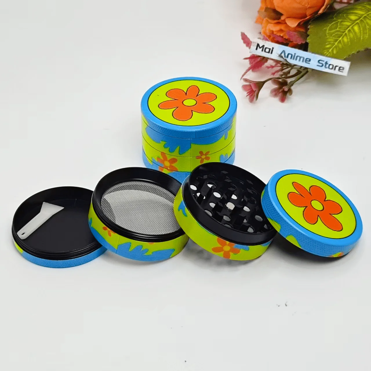 2in Flower Herb Grinder Metal 4-layer Spice Mill Manual Pepper Salt Mortar Pestle Tobacco  Grass Grinder Smoke Cigarette Tool