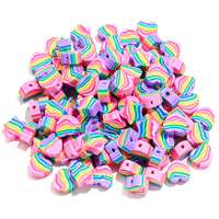 30/50pcs Rainbow Gradient Clay Spacer Beads Heart Star Bead For Jewelri Making Diy Keyhain Phone Chain Findings