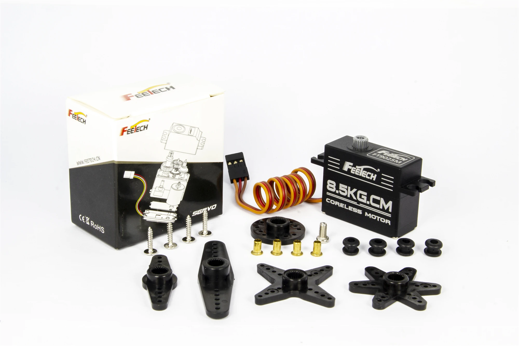 Feetech 6v 8.5kg 180 graus metal engrenagem caixa de alumínio completa coreless servo digital para avião rc helicóptero modelo/cobot magia