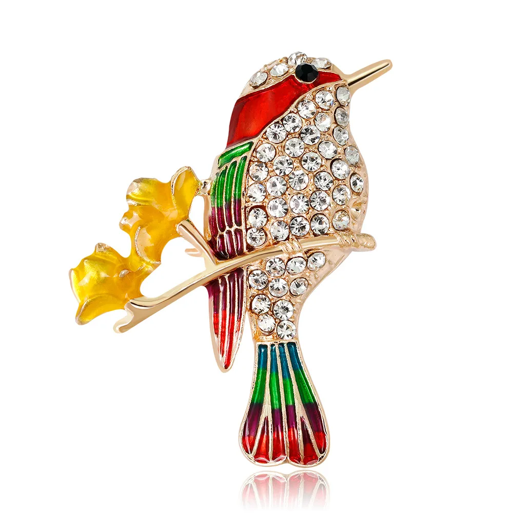 New retro shiny crystal bird spilla pappagallo colomba animale strass spille uomini e donne cento con accessori gioielli regali