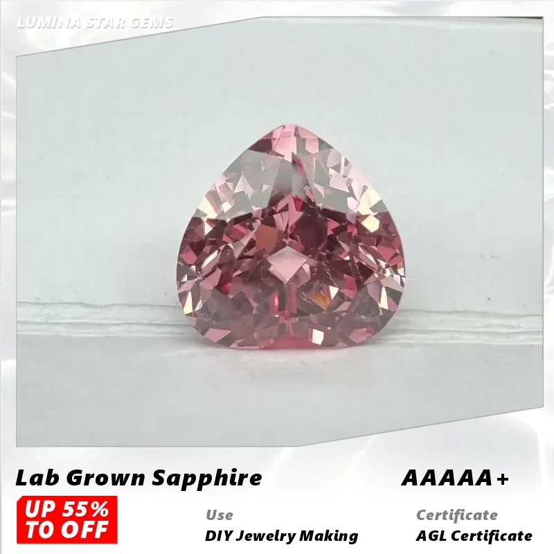 L-Lab نمت الياقوت شروق الشمس الوردي اللون القلب قطع أحجار كريمة عالية الجودة لصنع المجوهرات المواد تحديد شهادة AGL