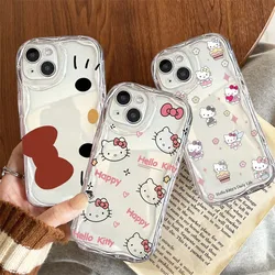 Custodia per telefono Sanrio Ins Hello Kitty per IPhone 15 Pro Max 14 11 12 13 Mini XR 6s 6 8 7 Plus X XS SE 2020 2022 Y2k Girl Clear Gift