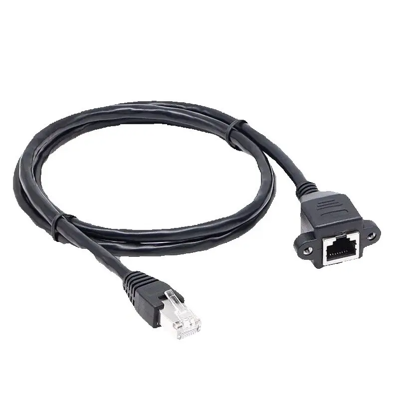 8P8C FTP STP UTP RJ45 Male To Female 100M/1000M Speed Cat5 Cat6e Screw Panel Mount Ethernet LAN Network Extension Cable