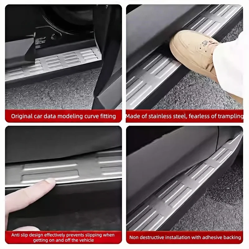 Fit for Jetour Shanhai T1 2024-2025 Auto Side Pedal Stainless Steel Door Sill Strip Sticker Cover Panel Automotive Exterior Trim