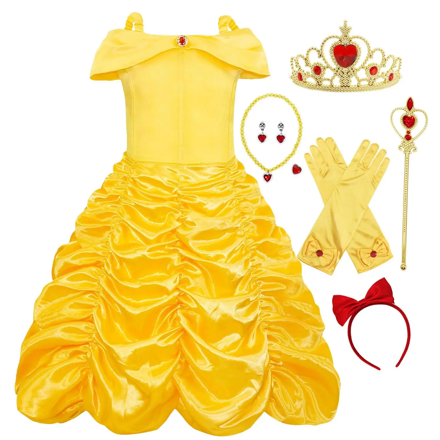 

Jurebecia Belle Princess Costume Girls Cosplay Dress Up Wedding Birthday Halloween Fancy Party Clothes