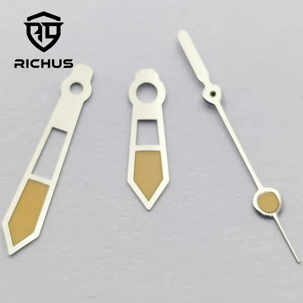 RICHUS NH35 Hands Silver Watch Hands Green Luminous Fit NH34 NH35 NH36 ETA2824 2836 Miyota8215-DG Movement view 4