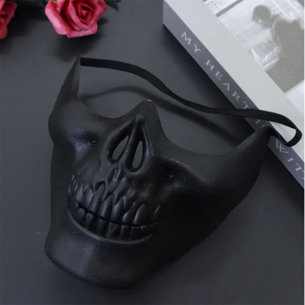 Maschera da guerriero scheletro di Halloween, maschera horror da demone, maschera spaventosa da teschio, mezza maschera facciale per feste, costumi da mascherata, oggetti di scena per cosplay per uomini.