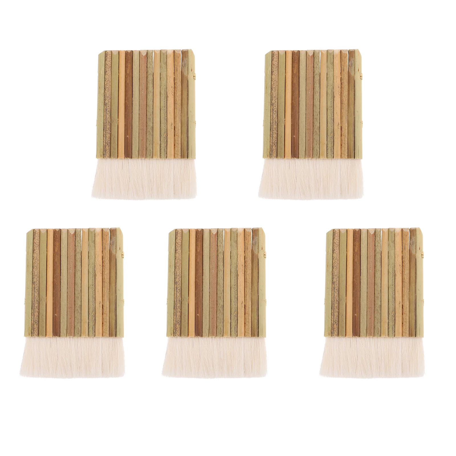 

5pcs Paint Set Wide Bamboo Hake Blender For Oil Watercolor Hair Hake Blender Brush Painting Art Supplies Wool Tip Wooden Handle