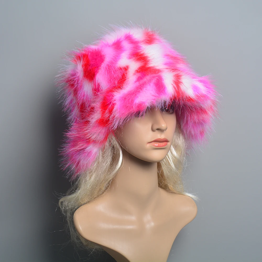 2024 New Style Fake Fox Fur Hats Super Soft Women Winter Hat Cotton Lining Warm Russian Fashion Ski Beanies Plush Solid Color