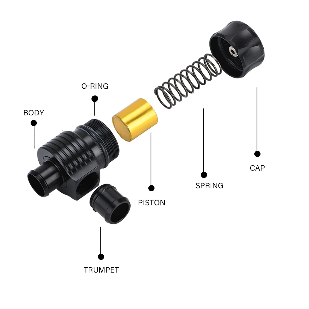 Universal 25mm Black Turbocharger Pressure Relief Valve With Horn Suitable For Various Car Models