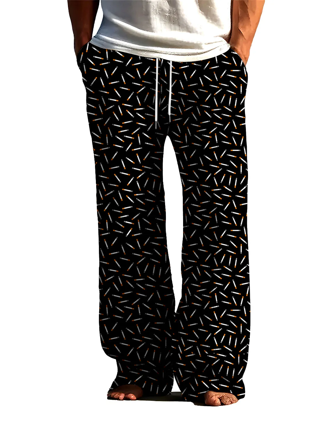 

Men's Personalized 3D Printed Sleep Pants With Cigarette Butts Air Conditioning for Home use Silky Smooth and Skin Friendly Pant