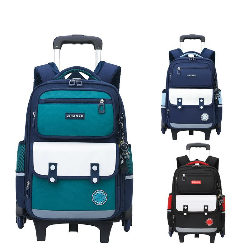 Children School Rolling Backpack for Boy Girls Trolley School Bag with Wheels Students Backpack Kids Book Bag Wheeled Backpack